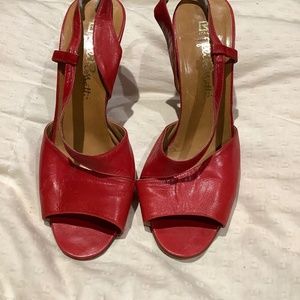 Vintage Fratelli Rossetti rare tomato red 4 inch heel